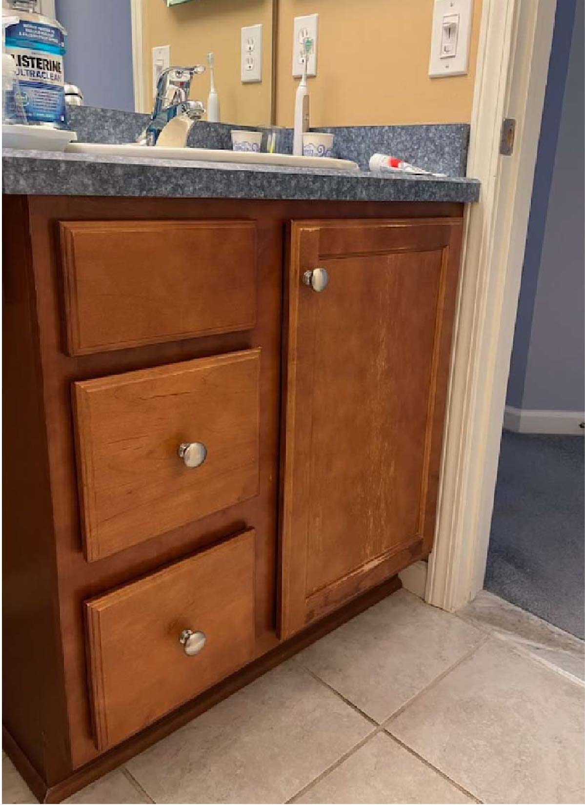 Right side picture of before cabinet